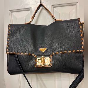 Designer inspired navy blue purse/briefcase. New!